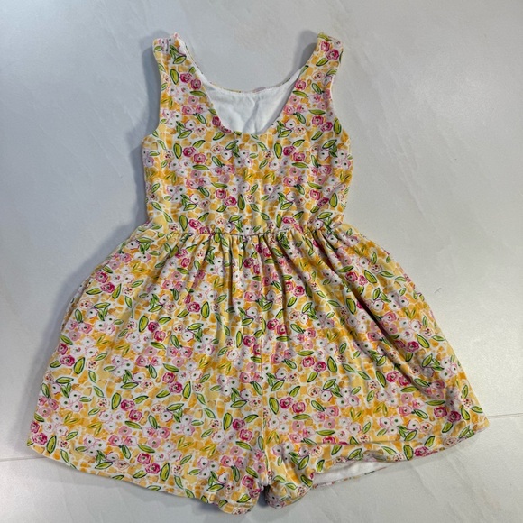 Sweet Honey Floral Romper‎ 5Y | Yellow Pink Spring Boutique Outfit - Picture 2 of 7